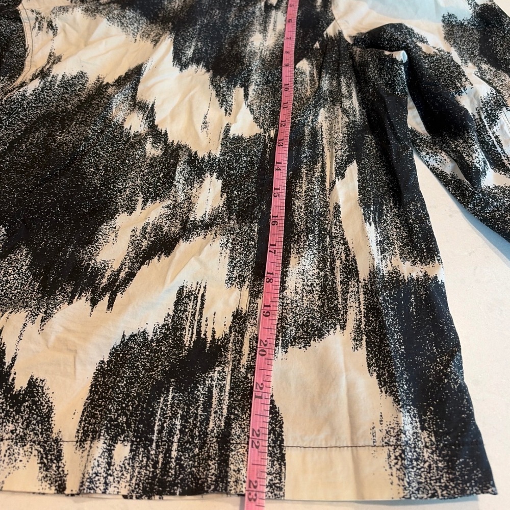 Just Female Blouse Women 38 Black White Abstract Puff Sleeve Scandi Minimalist - Picture 12 of 12